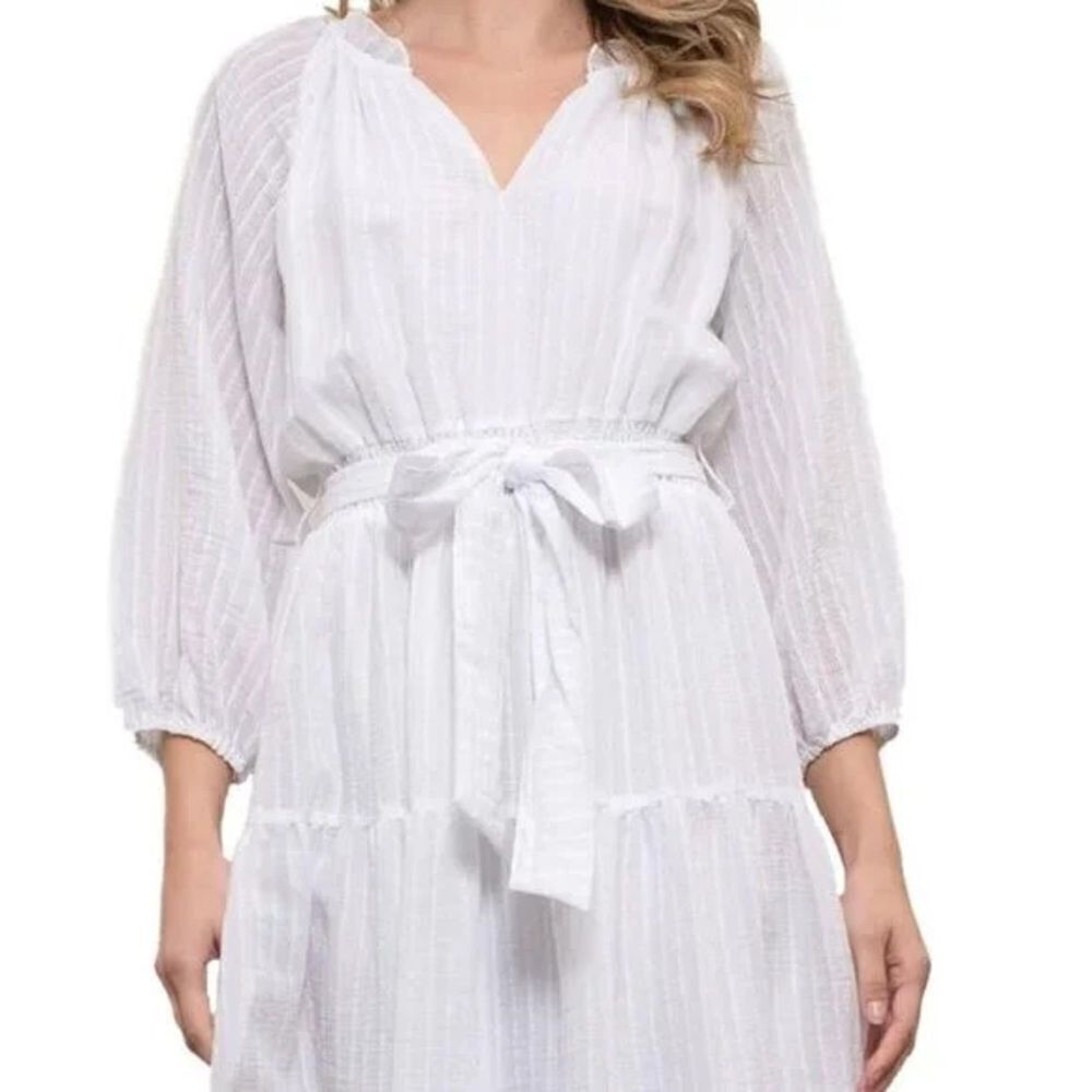 Moon River Textured Tiered Midi Dress size xs summer vacation bridal shower dres - Picture 3 of 6